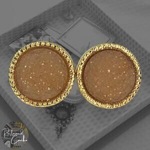 Pink Druzy Stud Earrings